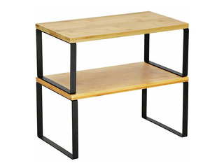 Riiulid Springos, must raam, bambuse tooniga pind, 2tk