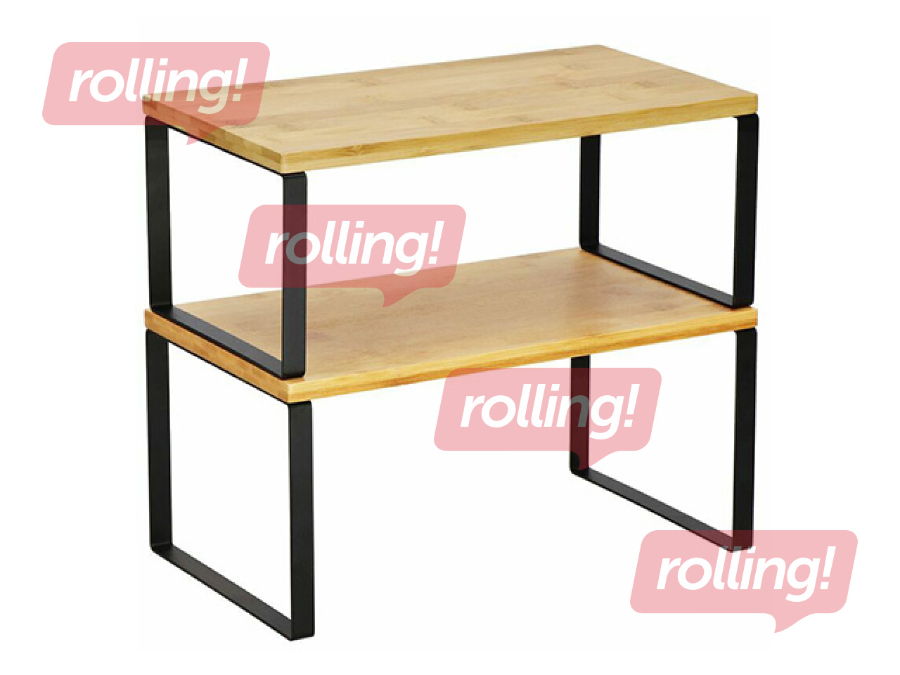 Riiulid Springos, must raam, bambuse tooniga pind, 2tk