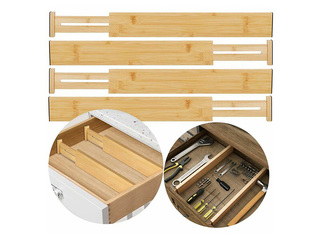 Drawer dividers Springos, bamboo, 4pcs