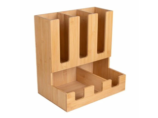 Coffee accessory organizer, with 5 compartments, bamboo, 34.5x23.3x36.8cm