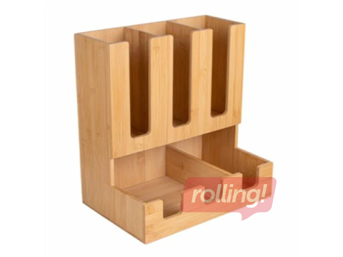 Kohvitarvikute organiseerija, 5 sektsiooniga, bambus, 34.5x23.3x36.8cm