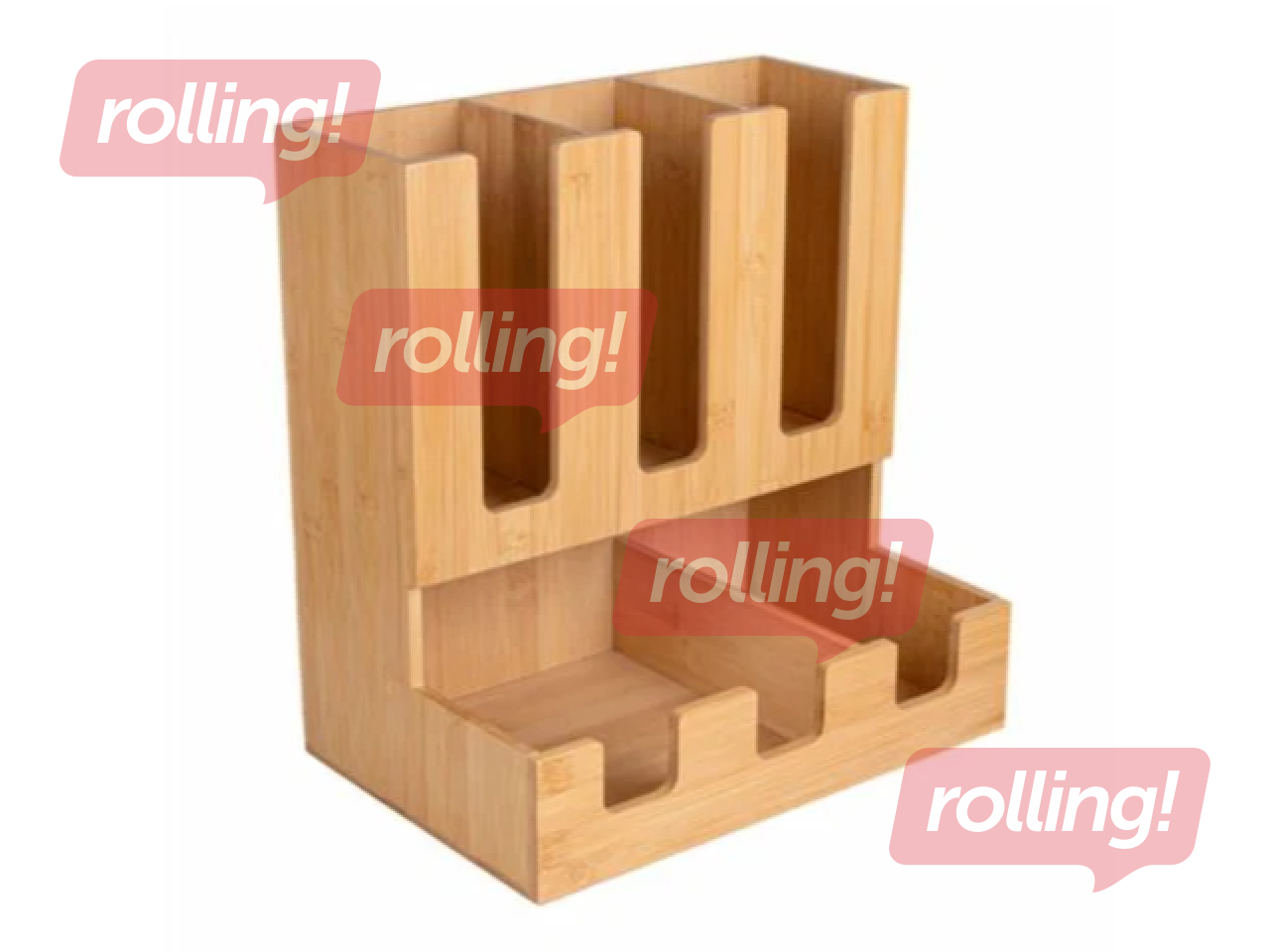 Kohvitarvikute organiseerija, 5 sektsiooniga, bambus, 34.5x23.3x36.8cm