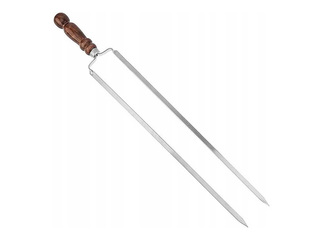 Grila iesms, dubultais, ar koka rokturi, metāla, 45cm 