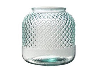 Vase glass Diamond Hurricane, h-19 cm, green