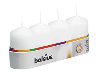 Sveces Bolsius, cilindra, ø4, h-6cm, baltas, 4 gab.