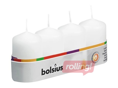 Свечи цилиндрические ø4 h-6см, белые, 4 шт.