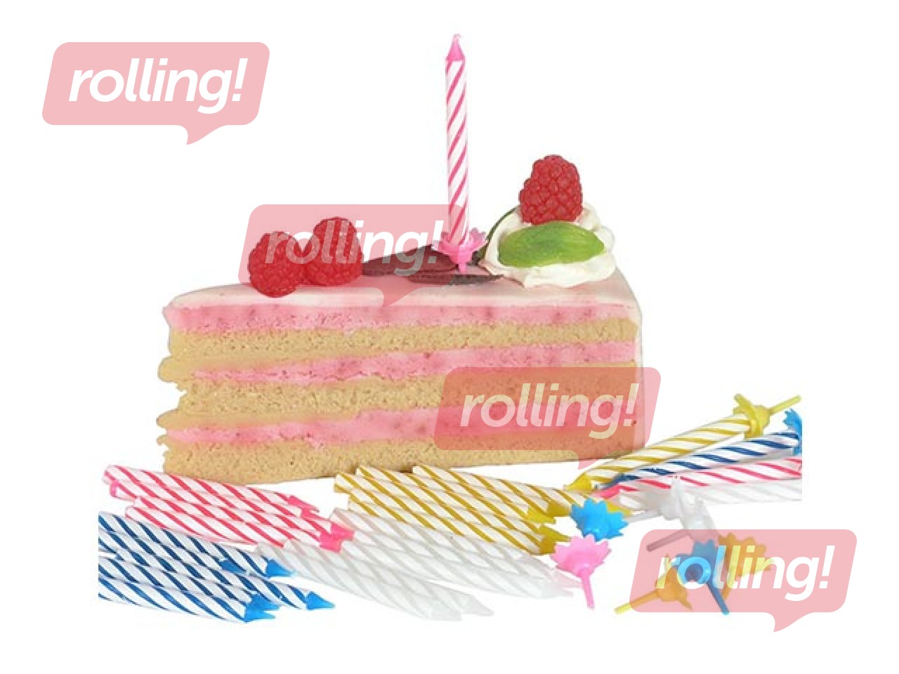 Birthday candles, different colors, striped, 24 pcs.