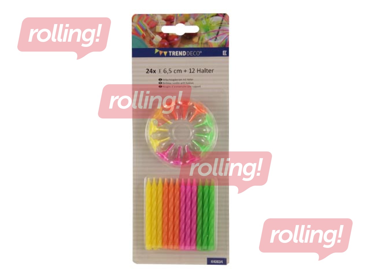 Sünnipäevaküünlad, eri värvi, 24 tk.