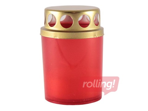 Candle with a cap, plastic red