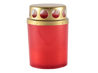 Candle with a cap, plastic red