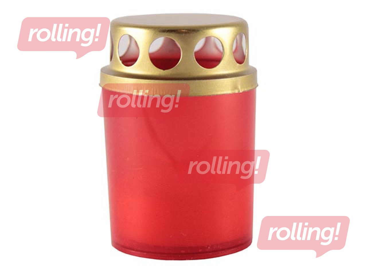 Candle with a cap, plastic red