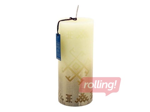 Candle cylinder ø6 h-14cm, Ugunskrusts, with gold