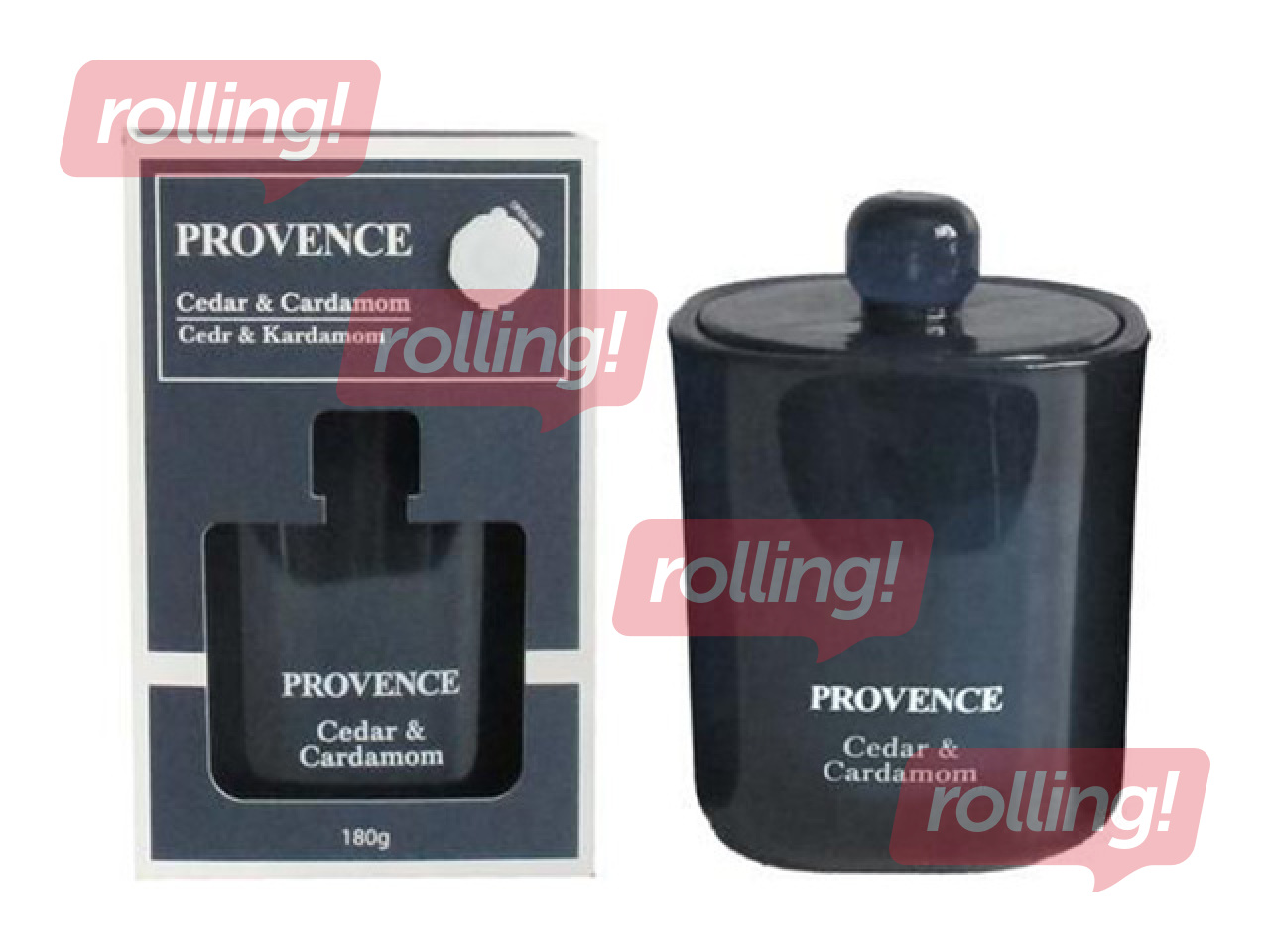Aroomiküünal Provence Cedar & Cardamom, klaasanumas kaanega, 13cm