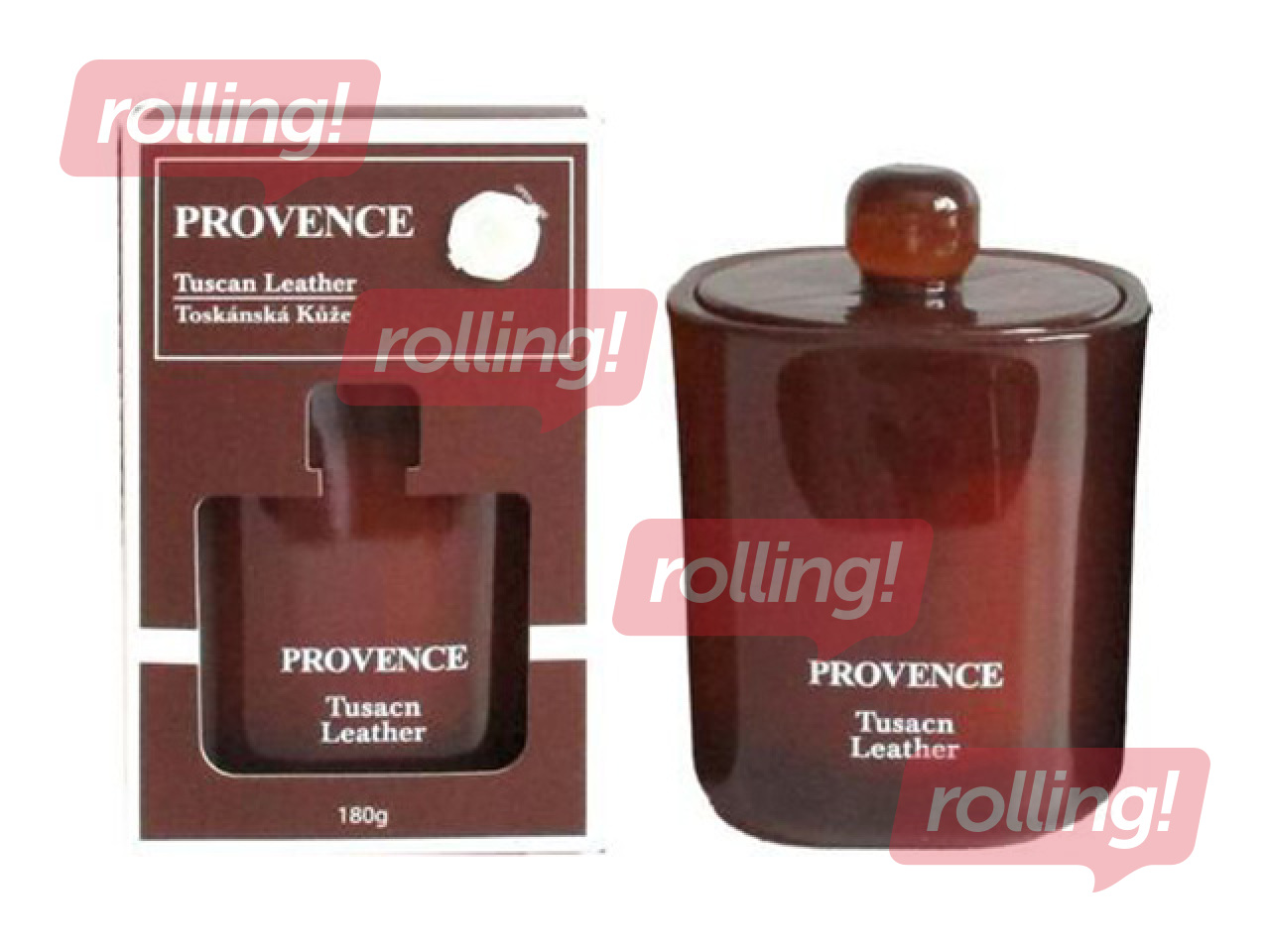 Aromātiskā svece Provence, Tuscan Leathe, stikla traukā ar vāku, 13cm