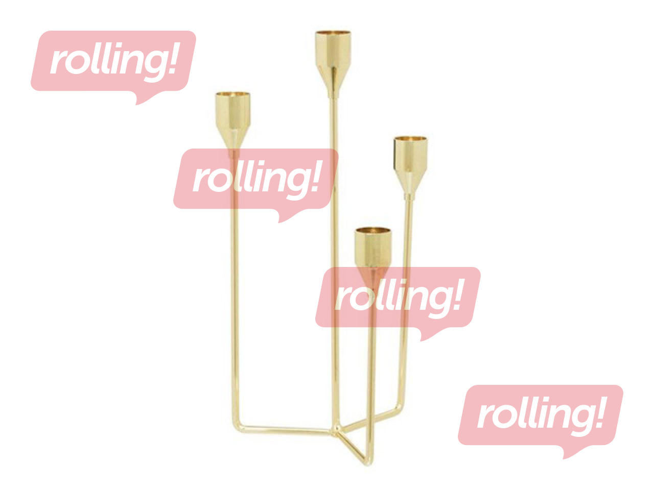 Candle Holder 4 Living, Metal, Gold, 15×28.5cm