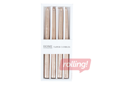 Candle Carola, Beige Gold, 25cm, 4 pcs
