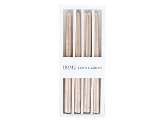 Candle Carola, Beige Gold, 25cm, 4 pcs