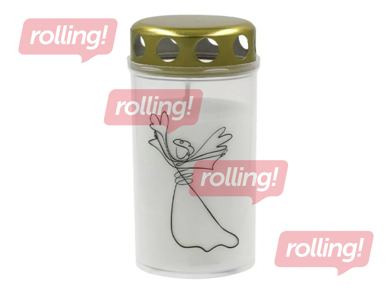 Свеча Candela с крышкой, разная печать, белая