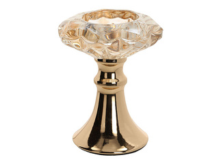 Candle holder Laudre, glass and metal, Ø9×11cm