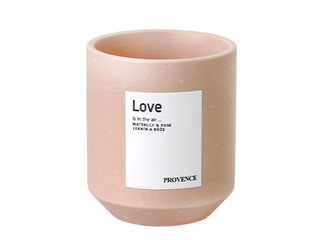 Candle Provence Love, ceramic cup, water lily and rose, pink, Ø7×8cm