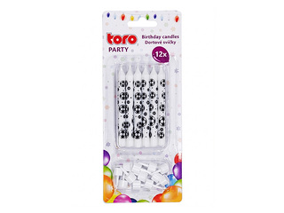 Birthday candles Football, with holders, 8cm, 12 pcs