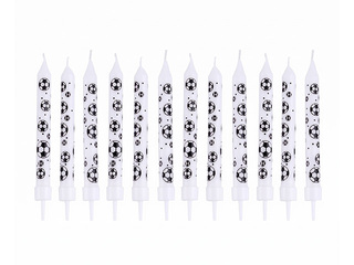 Jubilejas svecītes Futbols, ar turētāju, 8cm, 12 gab.