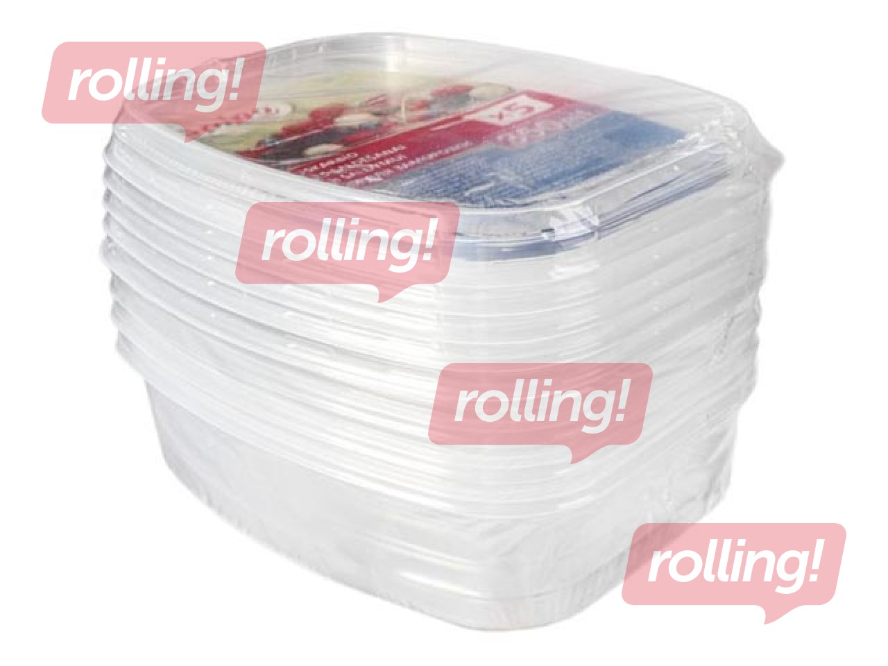 Disposable plastic containers with lids Spino, PP, 350ml, 5 pcs.