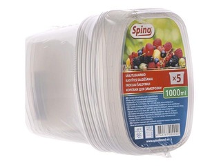 Kārbas ar vākiem Spino, 1000ml, PP, 5 gab.