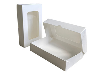 Paper boxes with window, white, 200x120x40mm, 50pcs