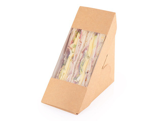 Paper sandwich packaging, brown, 130x130x60mm, 50pcs