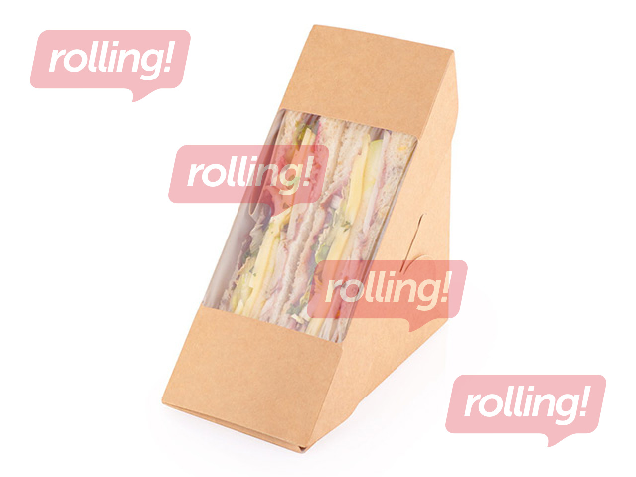 Paper sandwich packaging, brown, 130x130x60mm, 50pcs