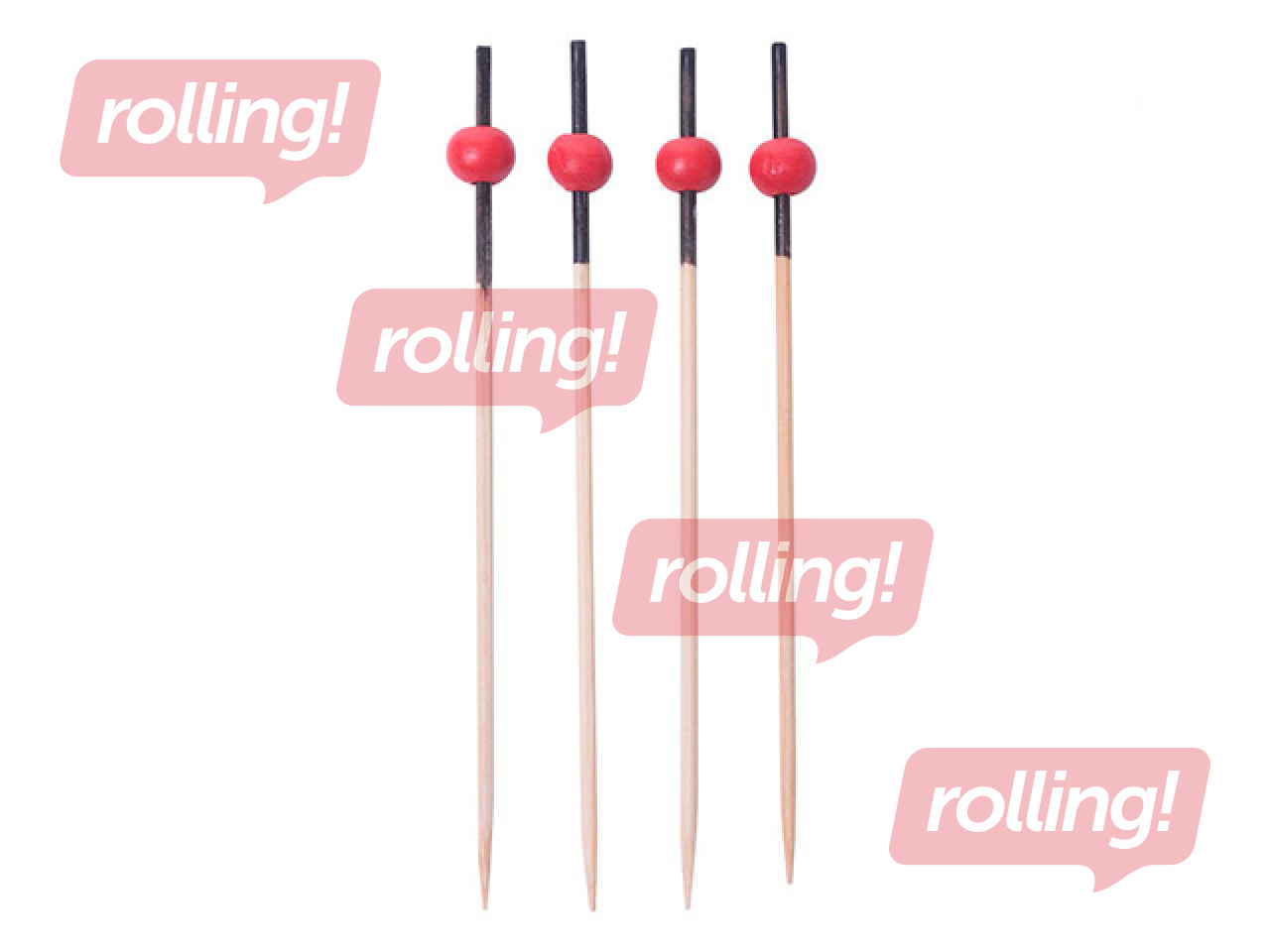 Skewers with a red wooden ball, 9 cm, 100 pcs.