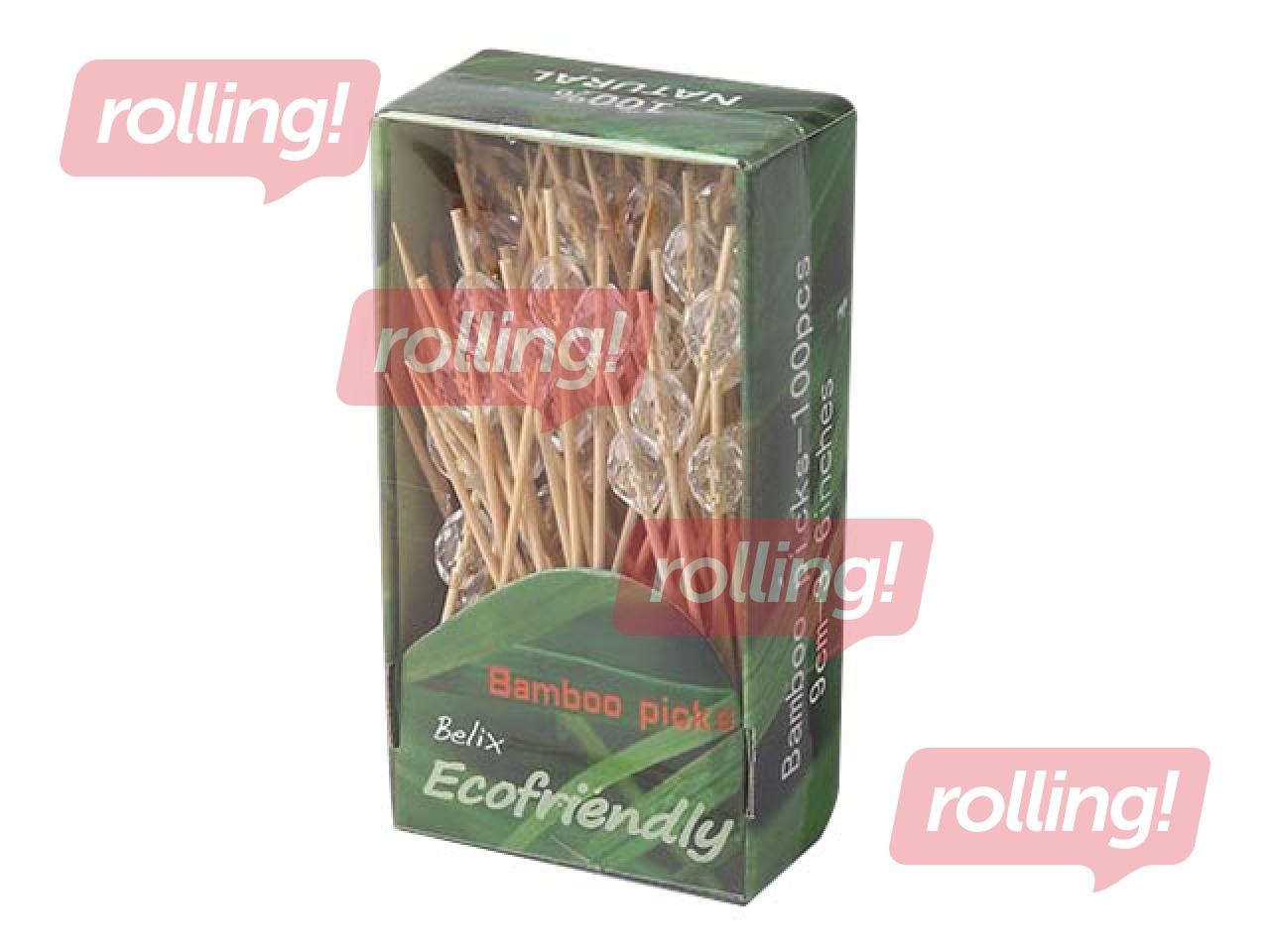 Skewers with a transparent wooden ball, 10 cm, 100 pcs.