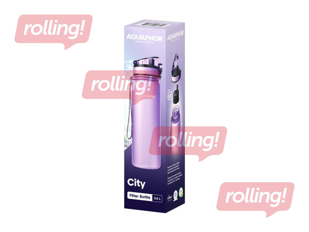 Vee pudel filtriga Aquaphor City, 500ml, lilla + KAMPAANIA! Osta veepudel filtriga ja saa kingitus.
