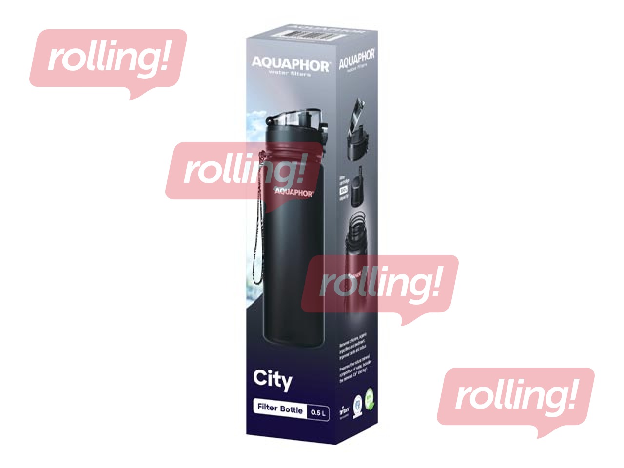 Veepudel filtriga Aquaphor City, 500ml, must + KAMPAANIA! Osta veepudel filtriga ja saa kingitus!