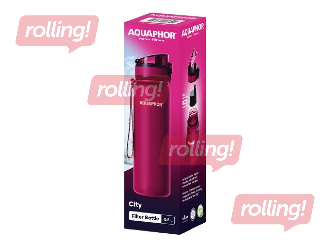 Veepudel filtriga Aquaphor City, 500ml, rubiinpunane + KAMPAANIA! Osta veepudel filtriga ja sa