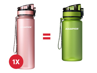 Aquaphor City veepudel filtriga, 500 ml, puudrroosa + KAMPAANIA! Osta veepudel filtriga ja sa