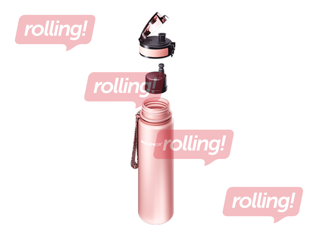 Aquaphor City veepudel filtriga, 500 ml, puudrroosa + KAMPAANIA! Osta veepudel filtriga ja sa