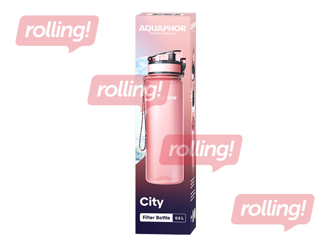 Aquaphor City veepudel filtriga, 500 ml, puudrroosa + KAMPAANIA! Osta veepudel filtriga ja sa