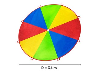 Multi-colored parachute, d=3.6m, 8 handles