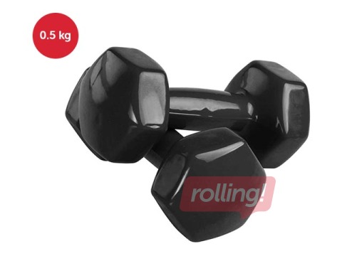 Aerobikas hantele ar vinila pārklājumu, 0,5kg, melna