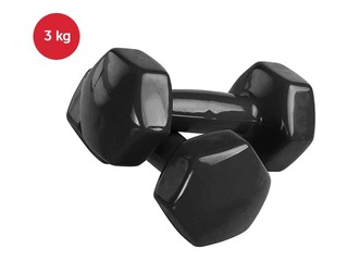 Aerobikas hantele ar vinila pārklājumu, 3kg, melna