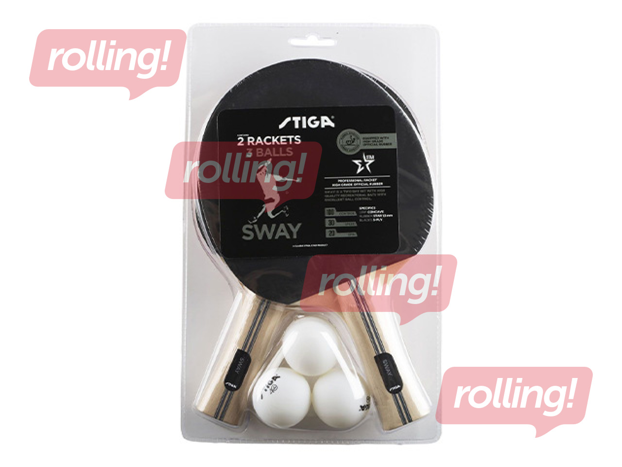 Набор для настольного тенниса Stiga, Sway (2 ракетки + 3 мяча)