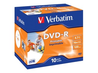 Verbatim DVD-R AZO 4.7GB 16x Printable, ID Branded,10 Pack Jewel
