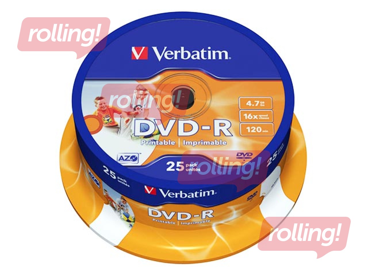 Verbatim DVD-R AZO 4.7GB 16x Wide Printable, ID, 25 Pack Spindle