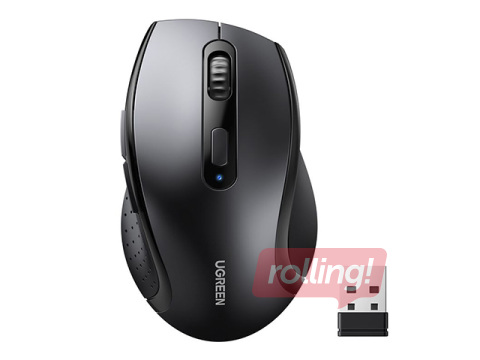 Bezvadu datorpele UGREEN ergonomiska 2.4GHz, melna