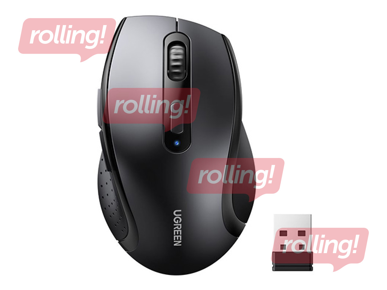 Bezvadu datorpele UGREEN ergonomiska 2.4GHz, melna