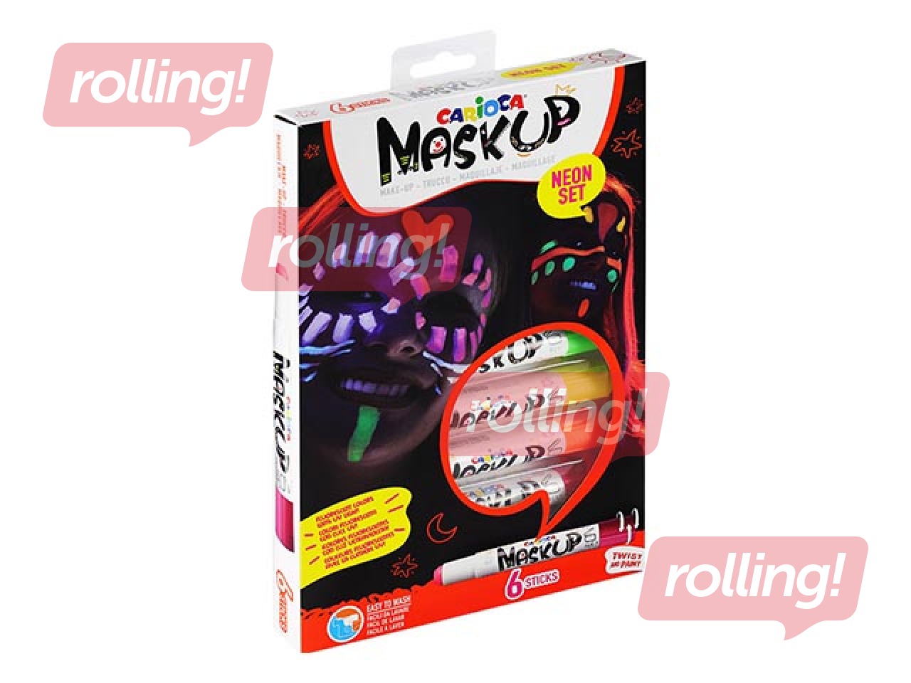 Face paint Carioca, neon, 6 colors 