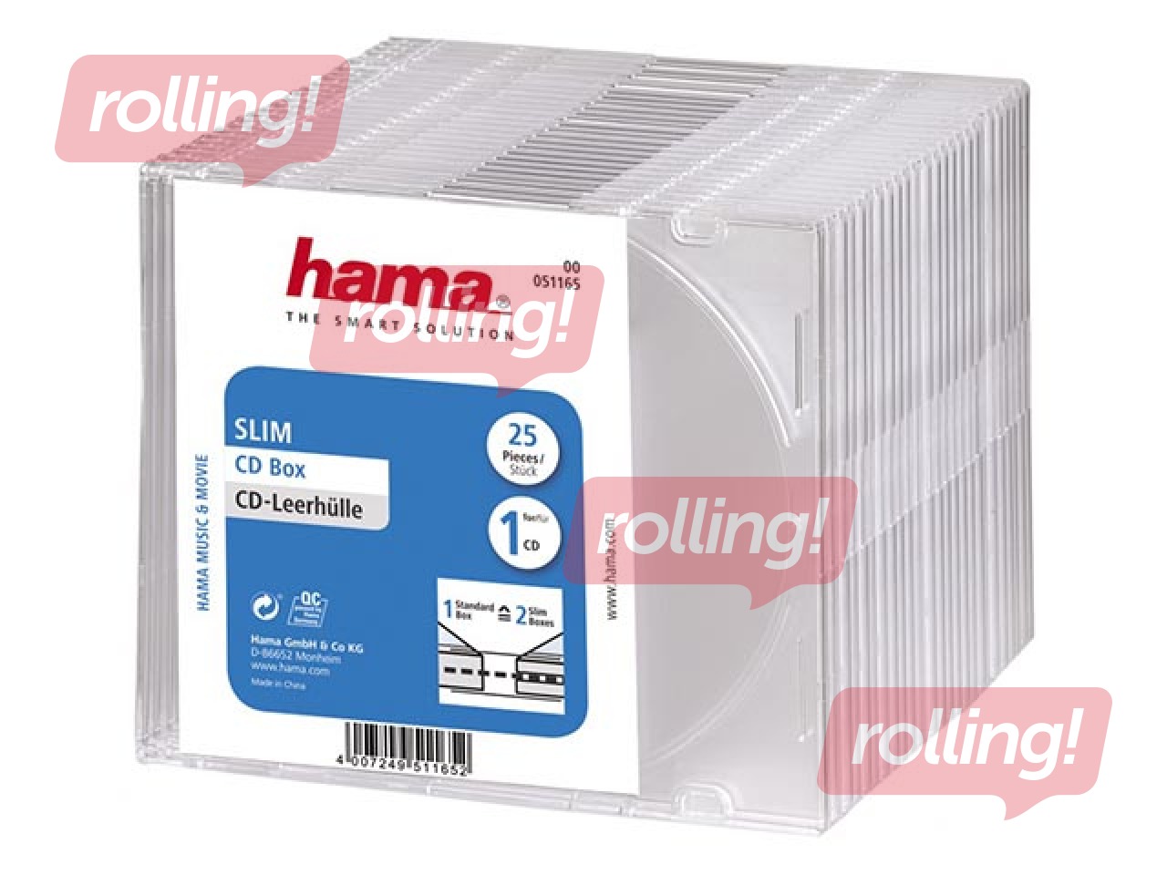SALE Hama CD/DVD vāciņi, plāni 5.2mm, 25 gab. iepak., caurspīdīgi