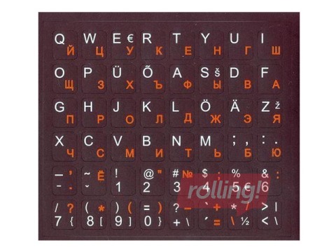 Uzlīmes tastatūrai Defender, melns fons, EE (Balti burti)/ RU (sarkani burti)